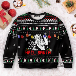 Hail Santa Black Funny Ugly Sweater