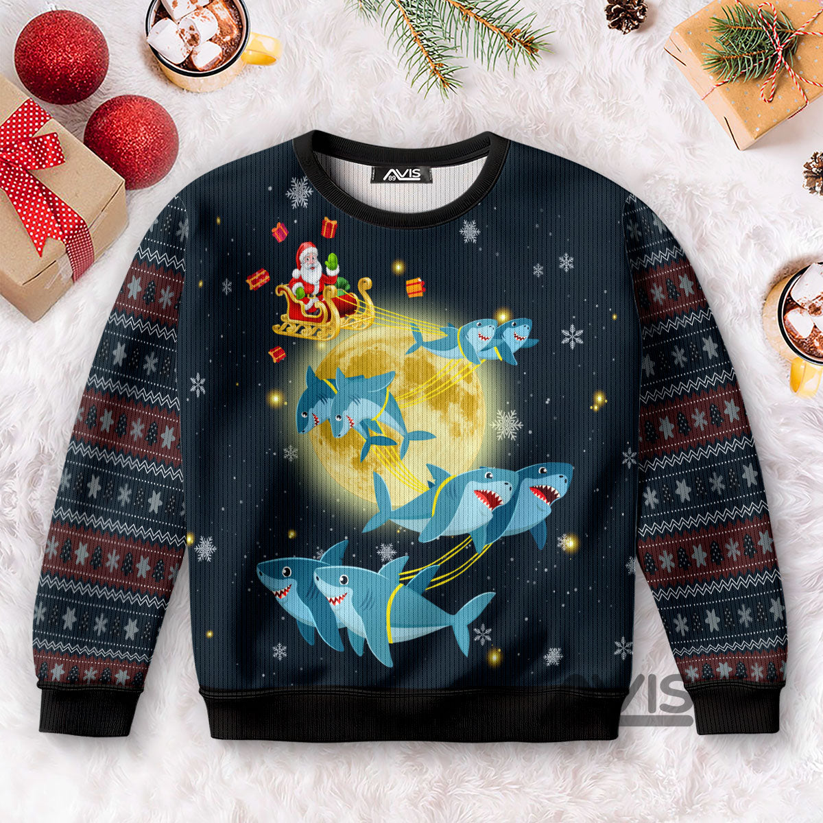 Santa Shark Fly Funny Ugly Sweater