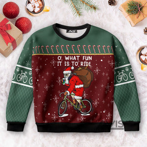 Santa Cycling Christmas Ugly Sweater