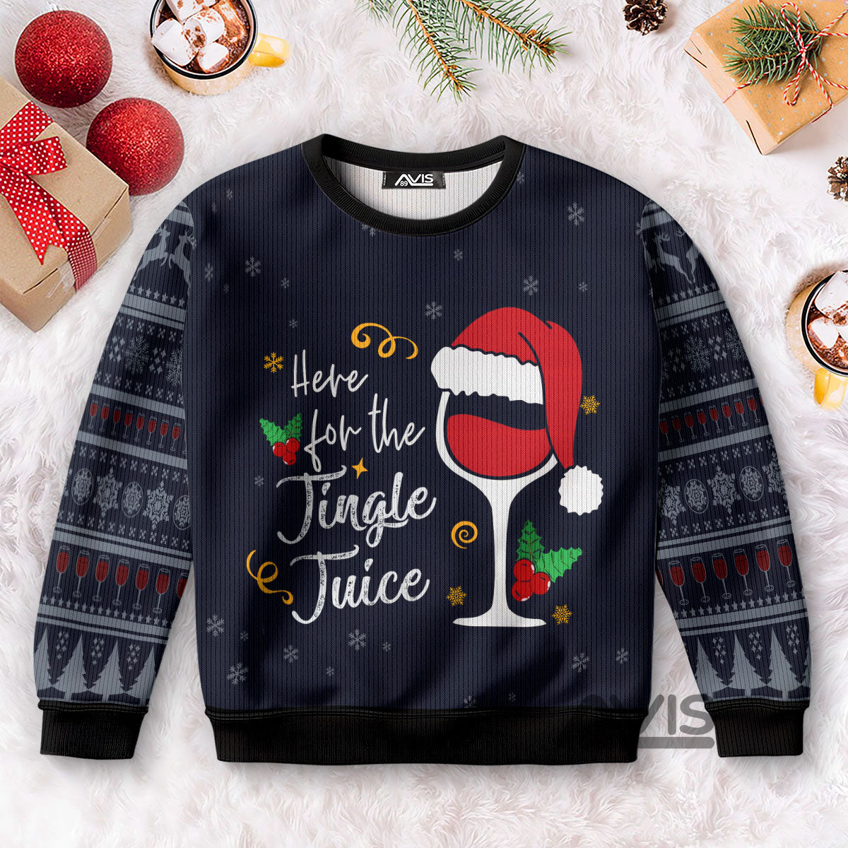 Here For The Jingle Juice Christmas Funny Ugly Sweater