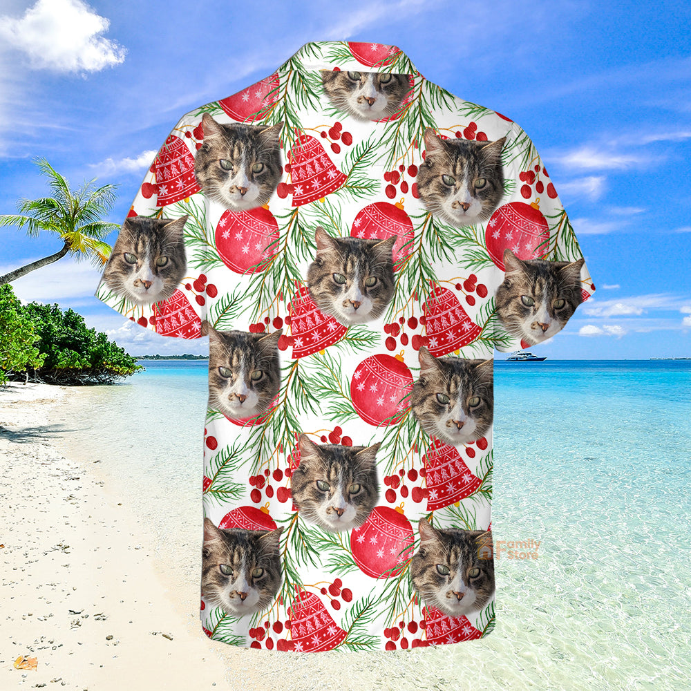 Custom Photo Christmas Tree And Bell -  Hawaiian Shirt