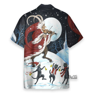 Christmas Krampus Violin And Cat - Hawaiian Shirt