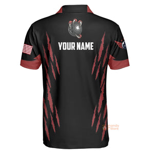 Personalized Bowling Team Monster Custom Black And Red Polo Shirt