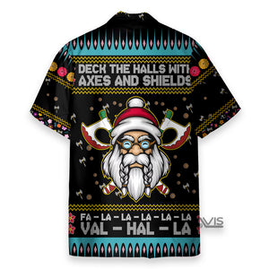 Viking Christmas Deck The Halls With Axes And Shields - Hawaiian Shirt