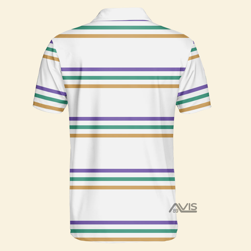 Mardi Gras White Striped - Polo Shirt