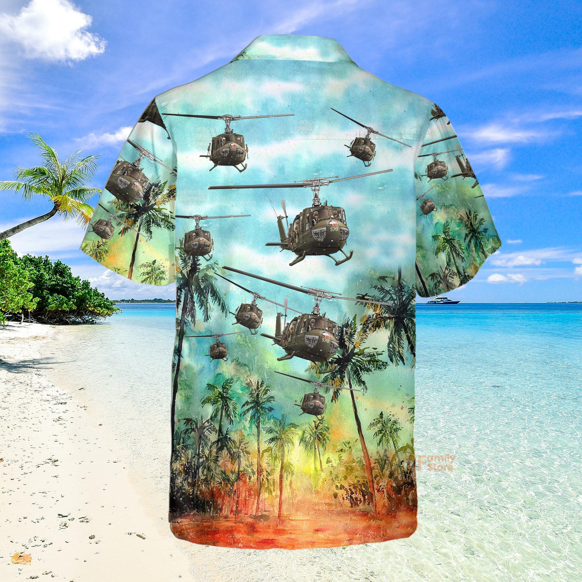 US Army Bell UH-1 Huey Hawaiian Shirt