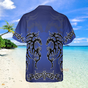 Blue Tribal Dragon Hawaiian Shirt