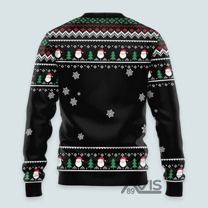 Hail Santa Black Funny Ugly Sweater