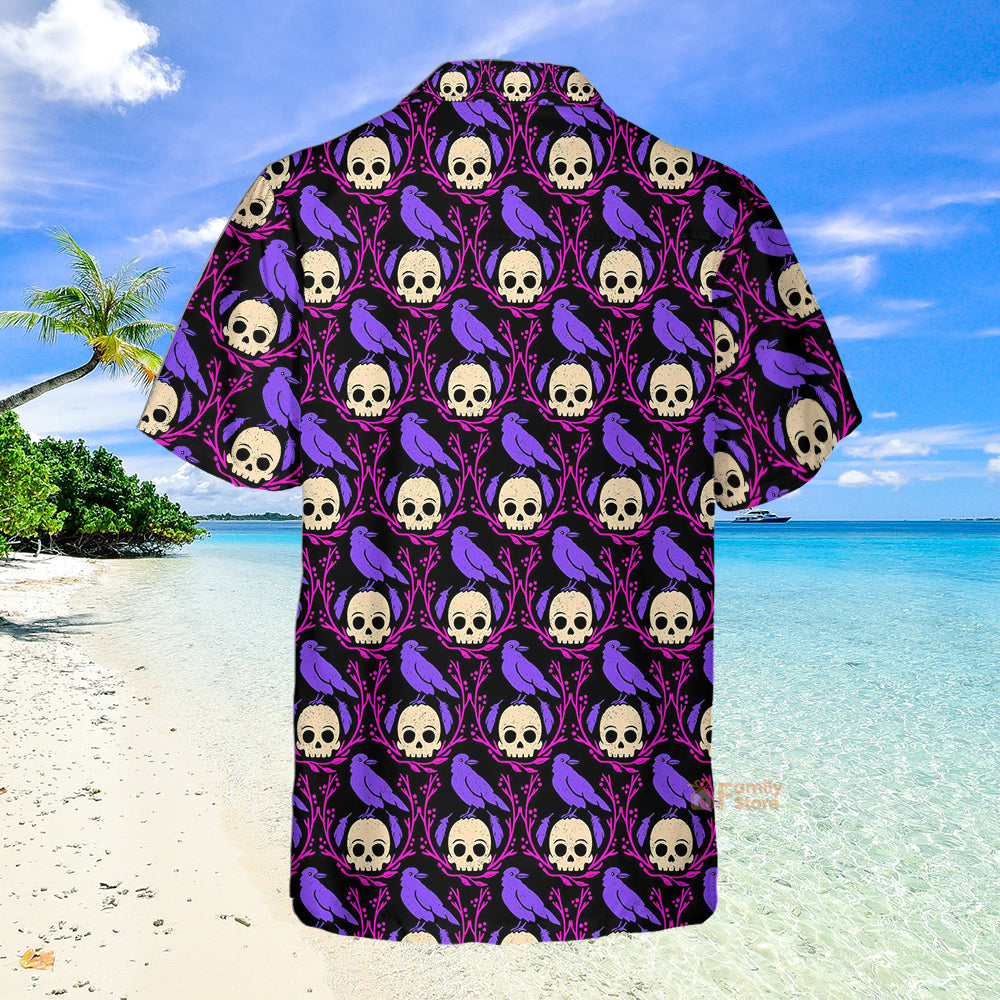 Raven Skull Halloween Hawaiian Shirt