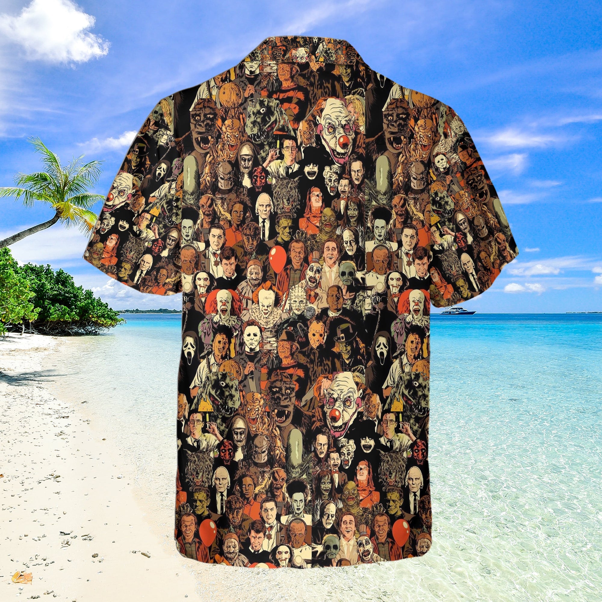 Horror Movie Characters Halloween Pattern Hawaiian Shirt