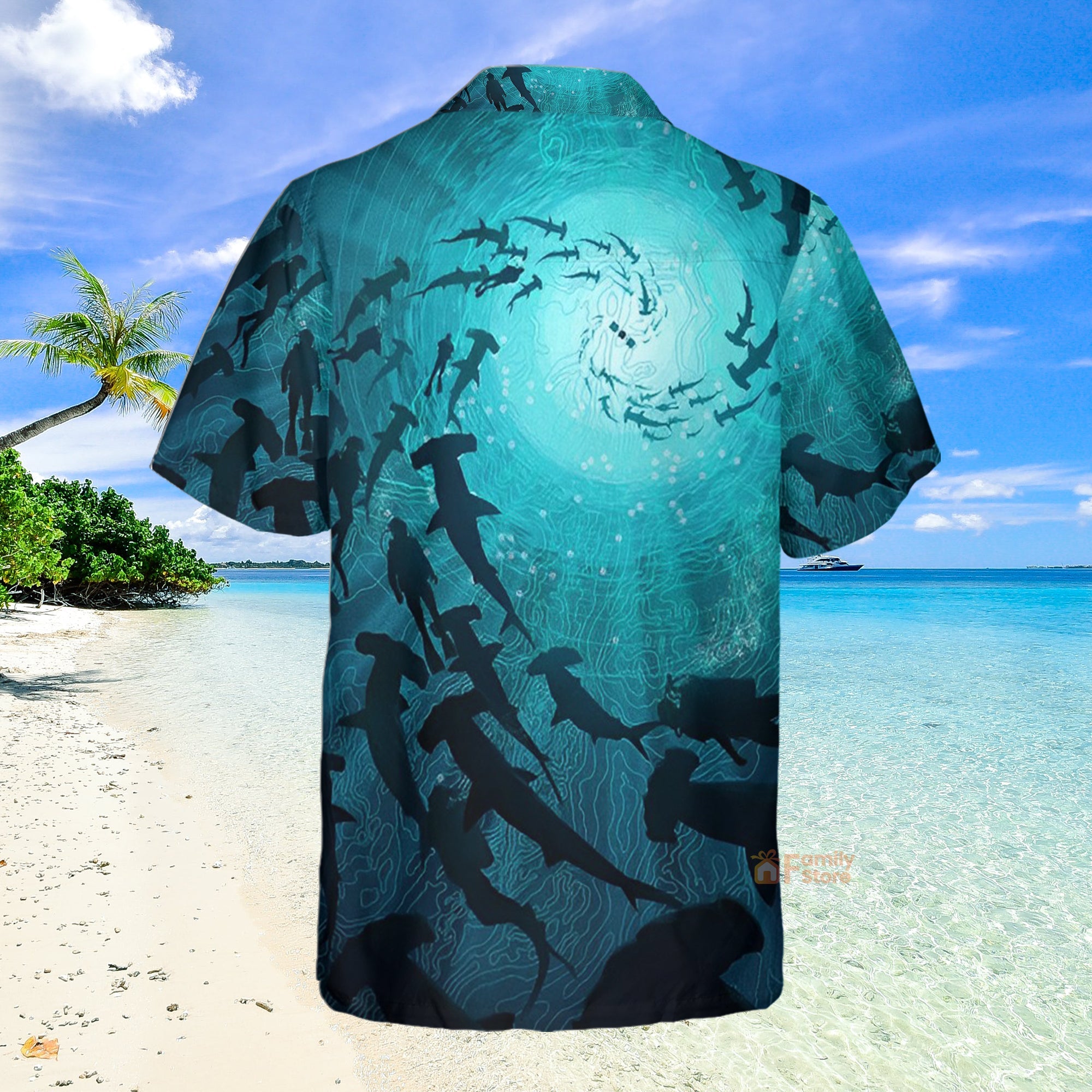 Marine Life Shark Chest Pocket Short Sleeve Hawaiian Shirt