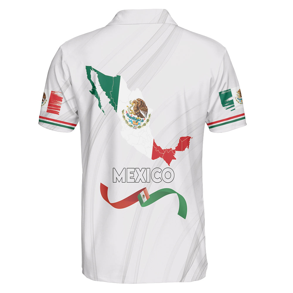 Custom Name Mexico Flag Golf - Personalized Men Polo Shirt