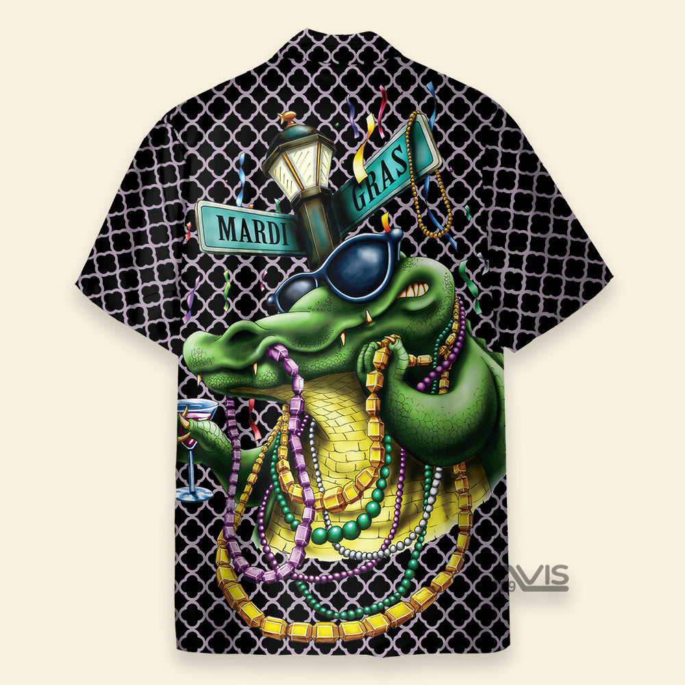 Mardi Gras Funny Rich Crocodile - Hawaiian Shirt