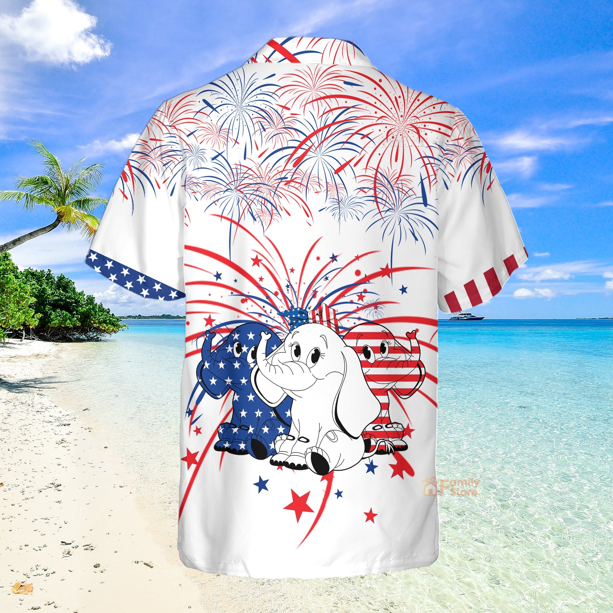 Independence Day ELephant 3D Hawaiian Shirt