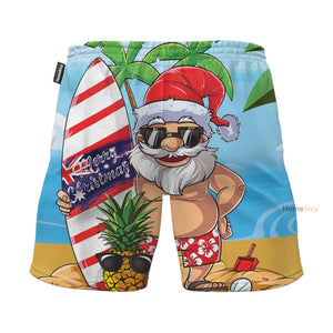 Funny Santa Let's Surf Summer Vibe - Beach Shorts