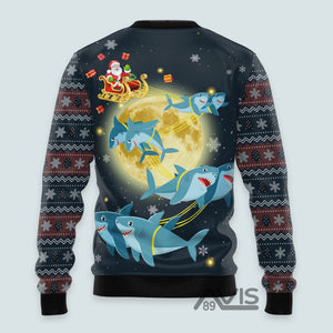 Santa Shark Fly Funny Ugly Sweater