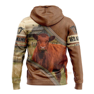 Uni Farm Red Angus Cattle Light Brown - Personalized  Hoodie