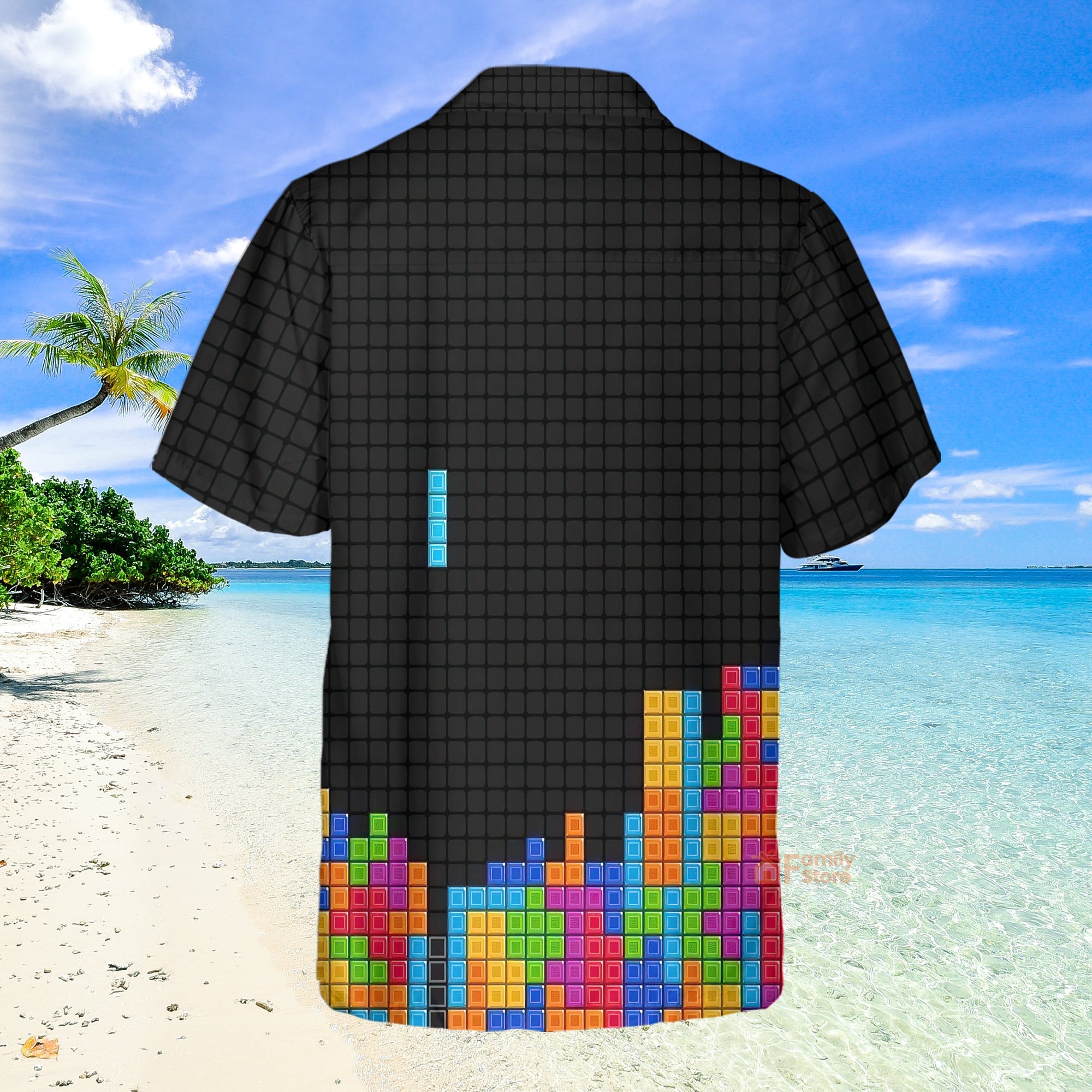 Funny Tetris Falls Rainbow Printing Hawaiian Shirt