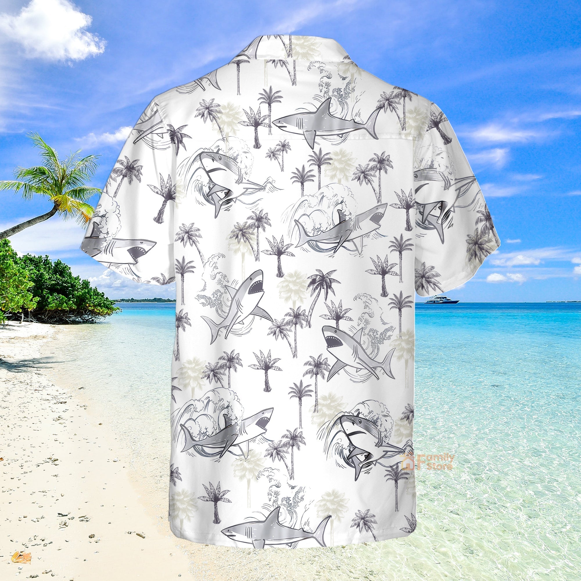 Shark White Hawaiian Shirt