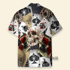 Retro Art Gambling Poker Card Skull - Hawaiian Shirt