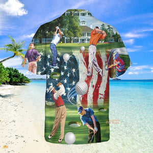 Golf Independence Day American Flag - Hawaiian Shirt