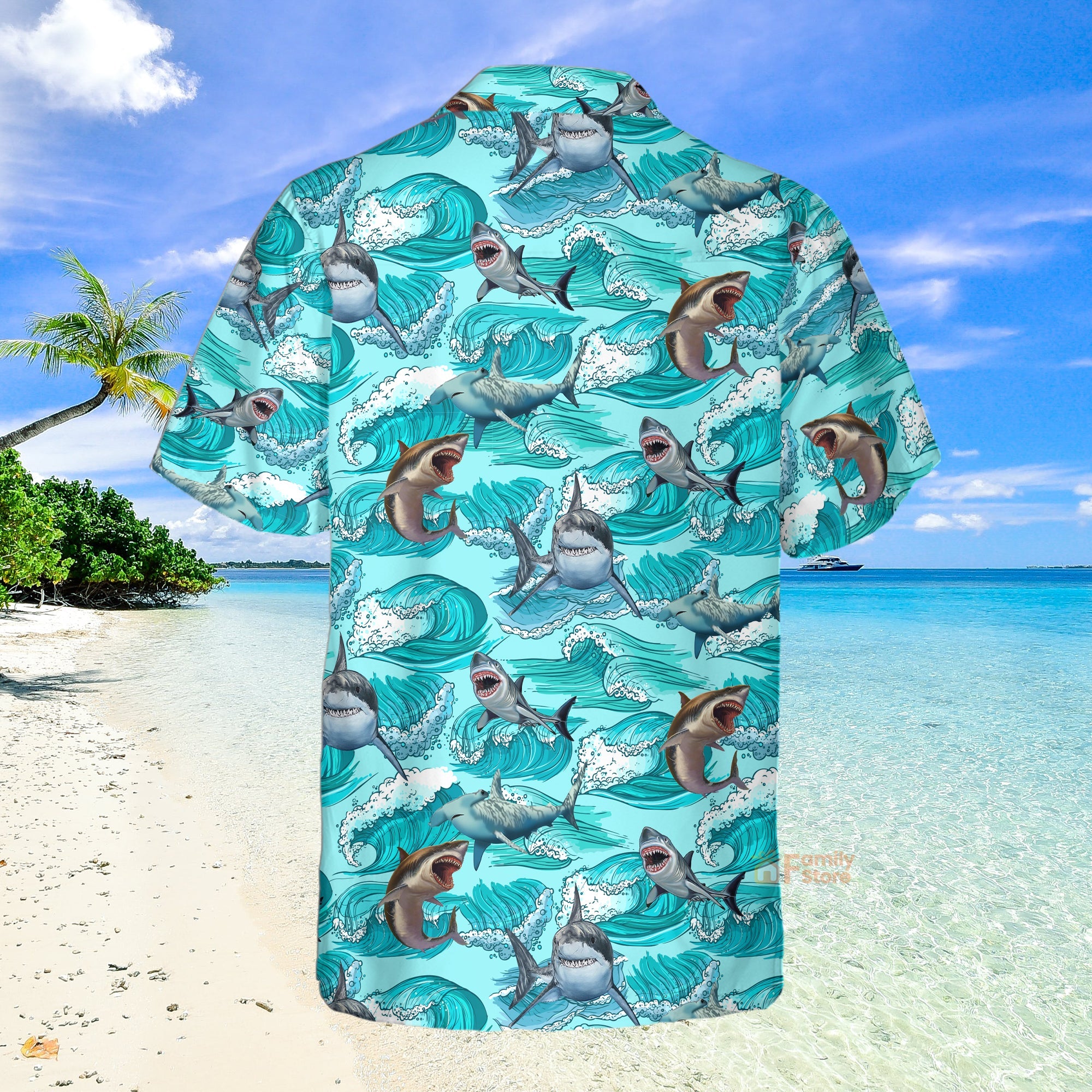 Sharks On Sea Waves Hawaiian Shirt