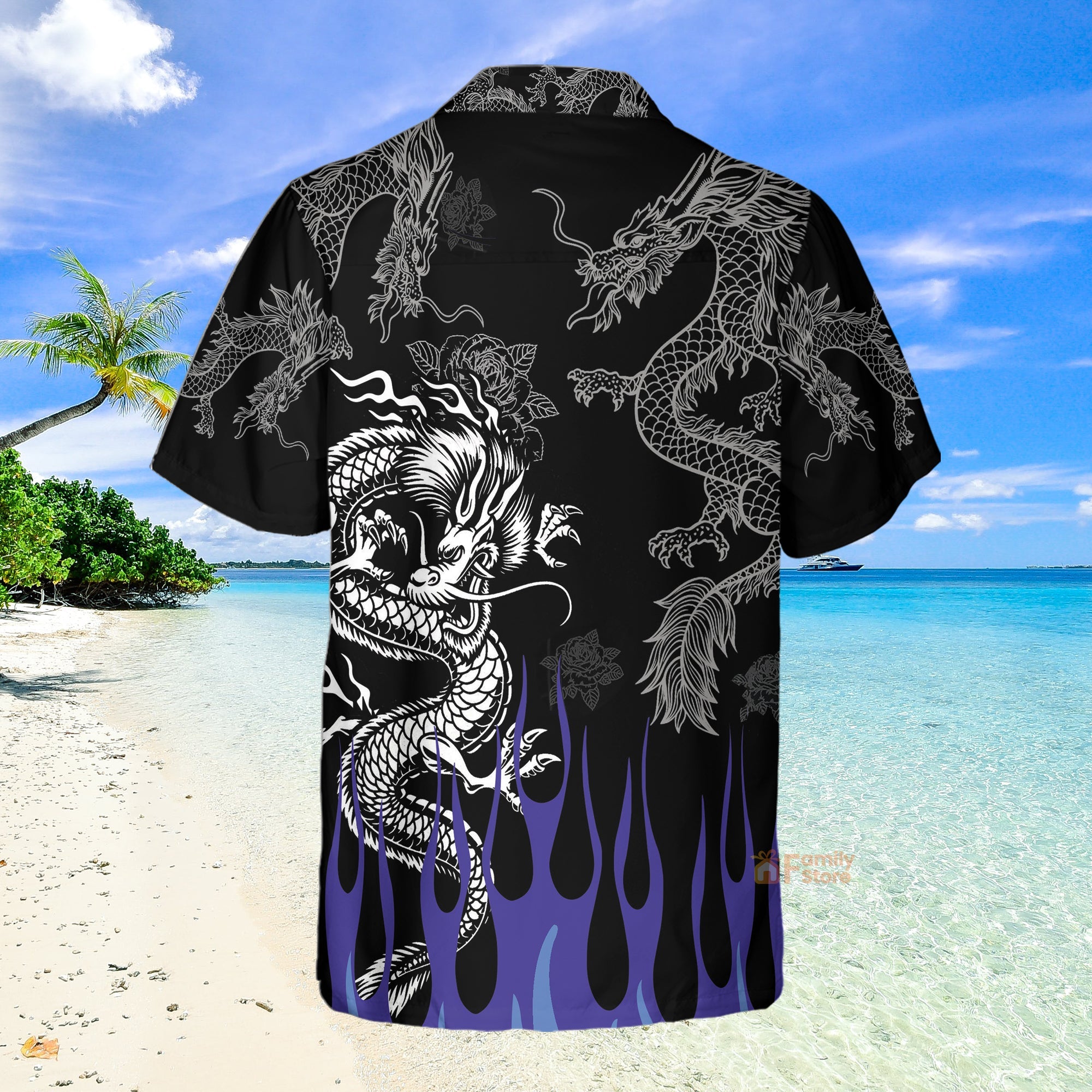 Dragon With Blue Flame Hawaiian Shirt