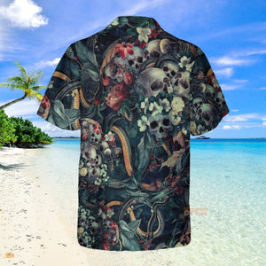 Skull Among The Mysterious And Eerie Flowers Hawaiian Shirt