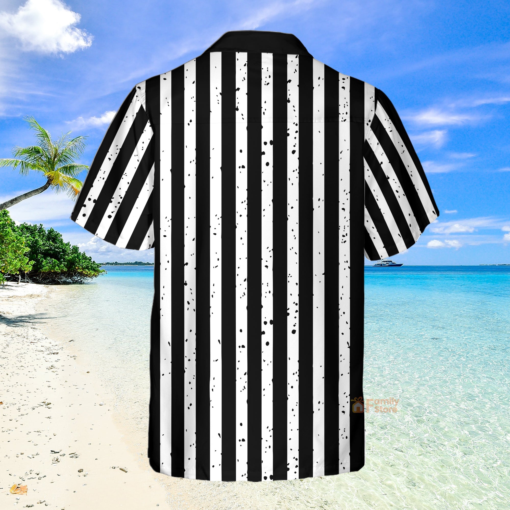 Black And White Striped Referee Uniform Printing Short Sleeve Hawaiian Shirt