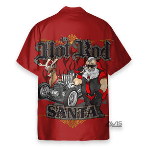 Christmas Fun Hot Rod Santa Car  - Hawaiian Shirt