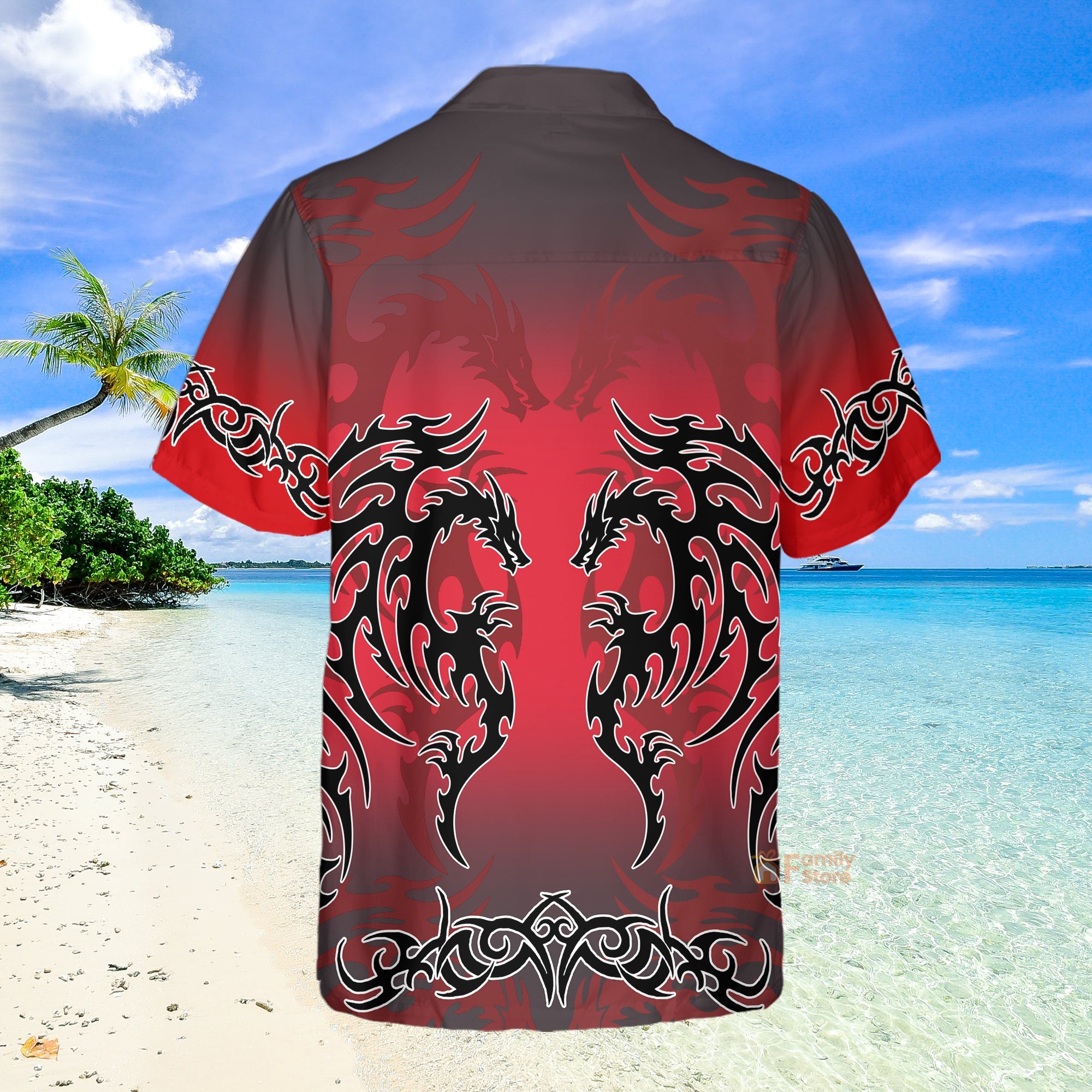 Red Tribal Dragon Hawaiian Shirt