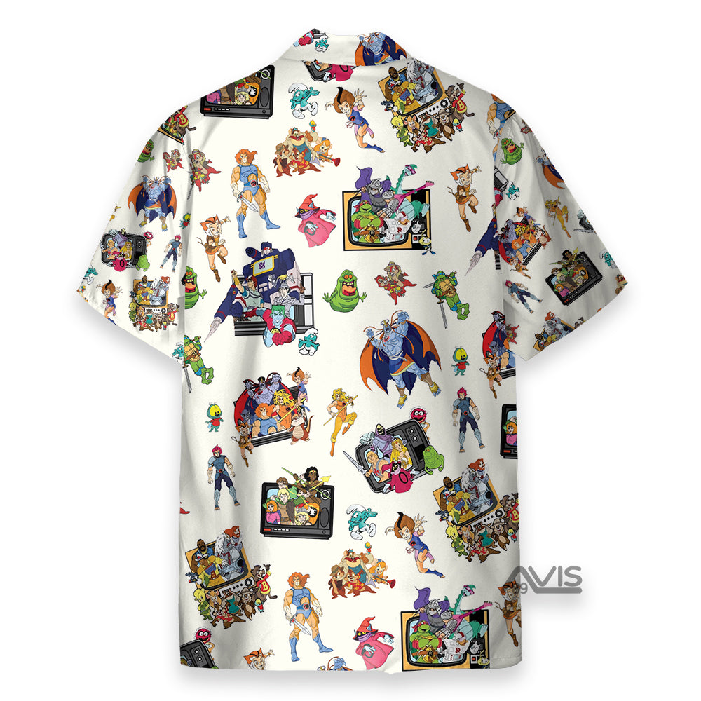 80S Famous Cartoon Characters Pattern Hawaiian Shirt