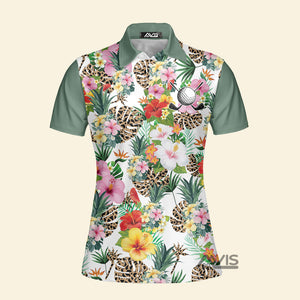 Avis89 Golf Tropical Flowers - Gift For Golf Lovers - Women Polo Shirt