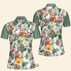 Avis89 Golf Tropical Flowers - Gift For Golf Lovers - Women Polo Shirt