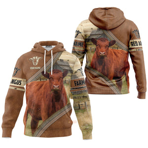 Uni Farm Red Angus Cattle Light Brown - Personalized  Hoodie