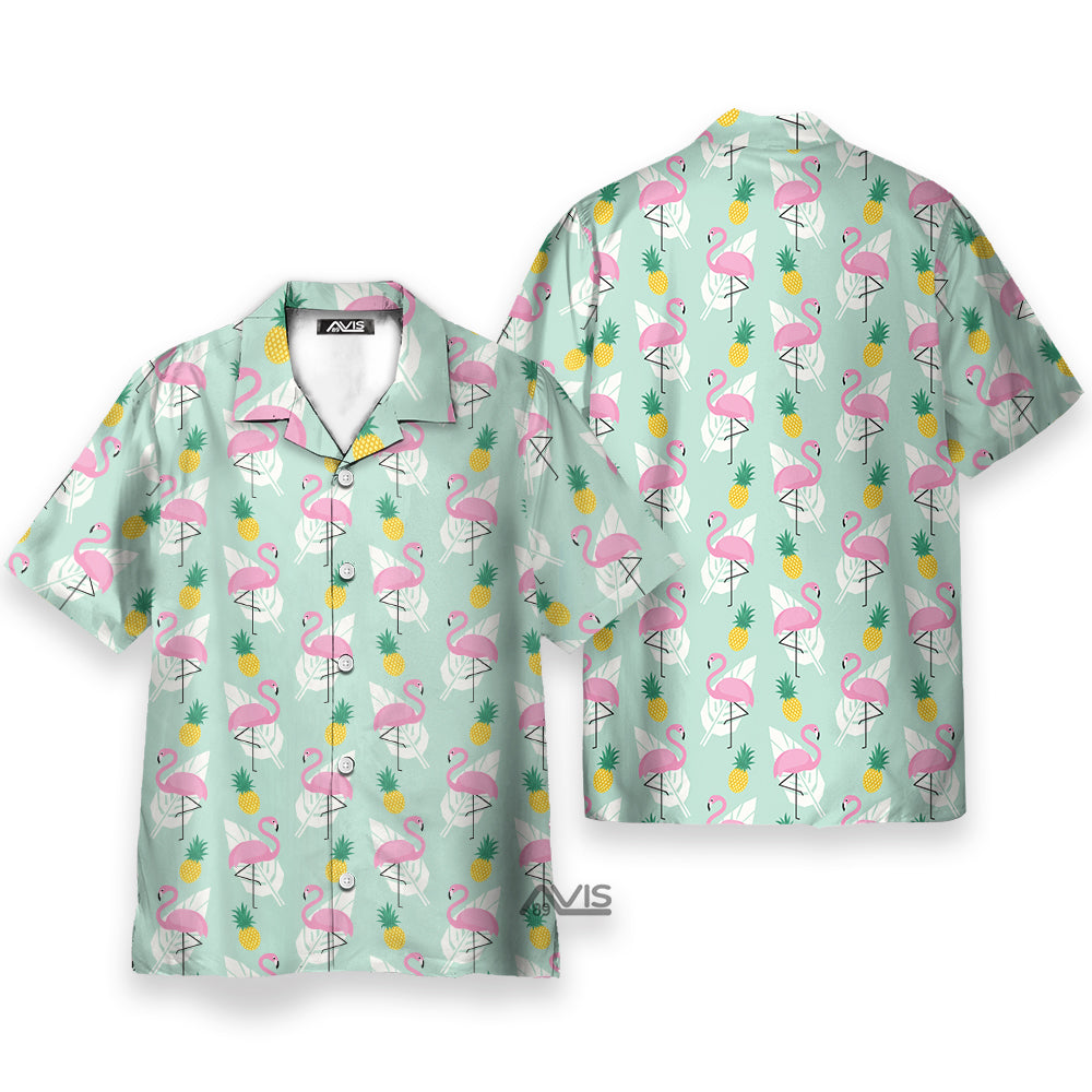 Tropical Pineapple Flamingo Shirt Hawaiian Shirt Summer Vibe