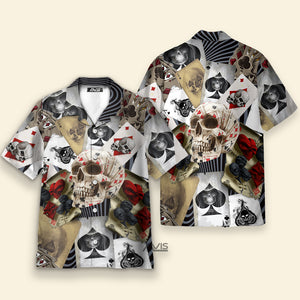 Retro Art Gambling Poker Card Skull - Hawaiian Shirt