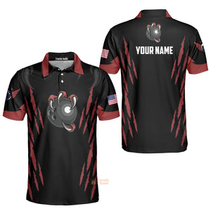 Personalized Bowling Team Monster Custom Black And Red Polo Shirt