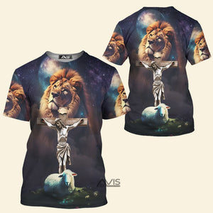 Avis89 Jesus Lion Sheep Galaxy - 3D Tshirt  