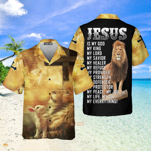 Jesus Easter Day Lion Flame Aloha Hawaiian Shirts For Men And For Women