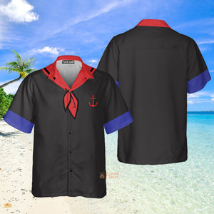 Black Popeye Dress Up Red Bow Tie Print Costume Cosplay - Hawaiian Shirt