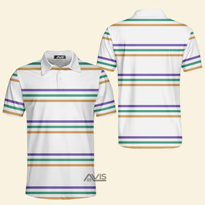 Mardi Gras White Striped - Polo Shirt