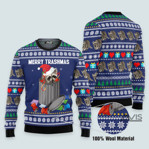 Raccoon Merry Trashmas Christmas Funny Ugly Sweater