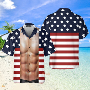 Muscle Flag Chest Pocket Costume Cosplay - Hawaiian Shirt