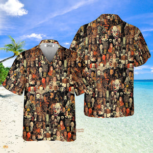 Horror Movie Characters Halloween Pattern Hawaiian Shirt