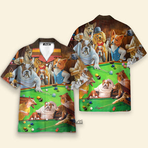 Billiard Dogs Playing Pool - Hawaiian Shirt