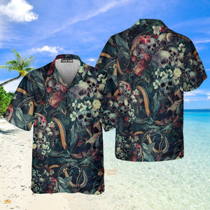 Skull Among The Mysterious And Eerie Flowers Hawaiian Shirt