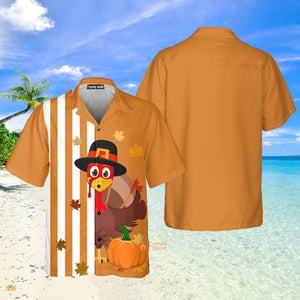 Thanksgiving Turkey Stripe Pattern Hawaiian Shirt