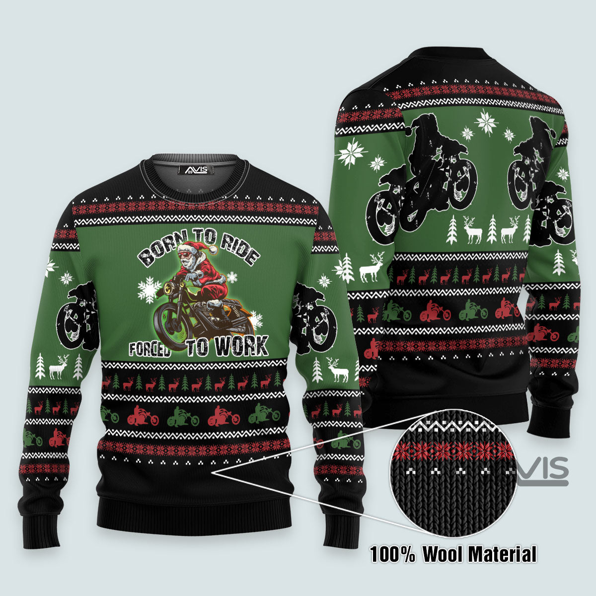 Santa Born To Ride Ugly Christmas Sweater