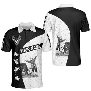 Personalized Bullfighter Bull Riding Black And White - Men Polo Shirt